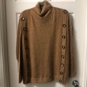 POL Brushed Turtleneck Sweater w/button detail